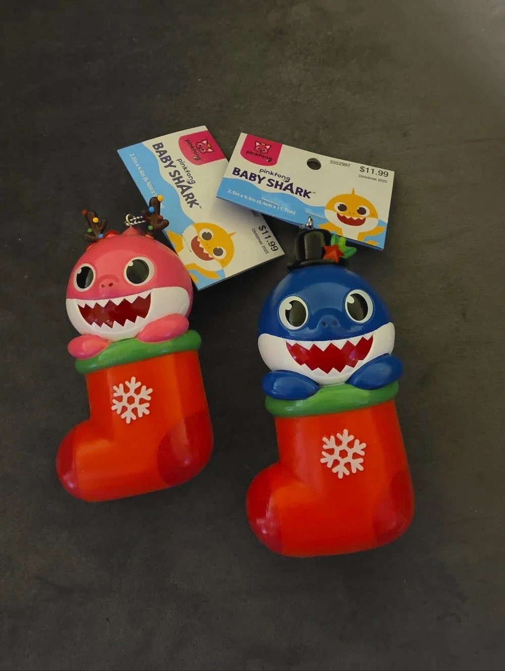 NWT Mama Shark & Daddy Shark In Stockings Christmas Tree Ornaments Kurt S. Adler